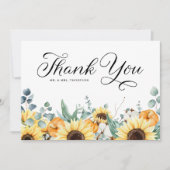 素朴かぼちゃとヒマワリ秋結婚の サンキューカード (正面)