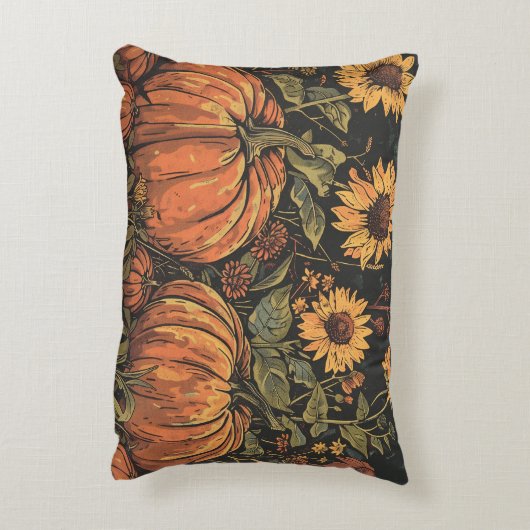 素朴かぼちゃとヒマワリ – 秋枕 アクセントクッション (裏面(縦))