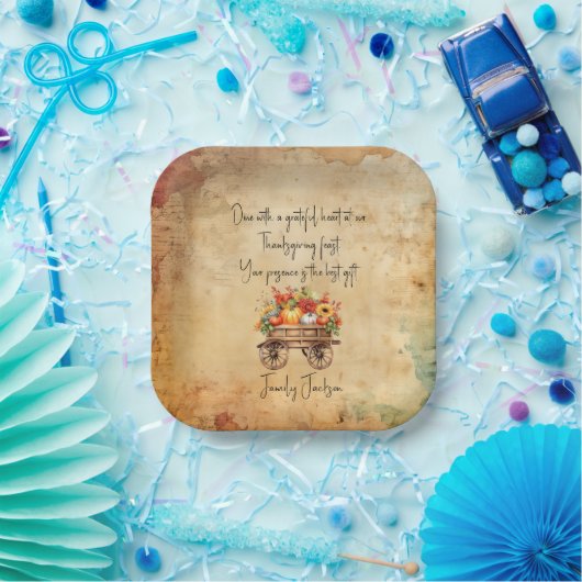 素朴かぼちゃのワゴン感謝祭紙プレート ペーパープレート (パーティー)