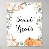 素朴かぼちゃの水の色スウィートトリートサイン ポスター (正面)