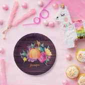 素朴かぼちゃ水彩花秋パーティー ペーパープレート (パーティー)