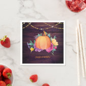 素朴かぼちゃ秋水彩フォーク花 スタンダードカクテルナプキン (インサイチュ)