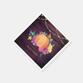 素朴かぼちゃ秋水彩フォーク花 スタンダードカクテルナプキン (角)