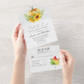 素朴かぼちゃ結婚とヒマワリ オールインワン招待状 (貼ってはがせる)