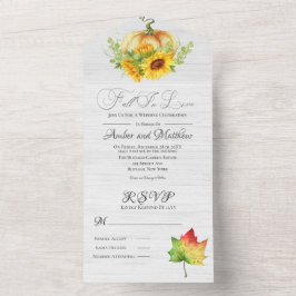 素朴かぼちゃ結婚とヒマワリ オールインワン招待状