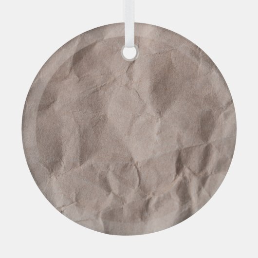 素朴くしゃくしゃになった紙:ヴィンテージテクスチャ ガラスオーナメント (正面)