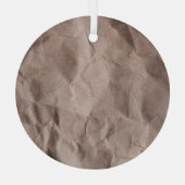 素朴くしゃくしゃになった紙:ヴィンテージテクスチャ ガラスオーナメント (裏面)