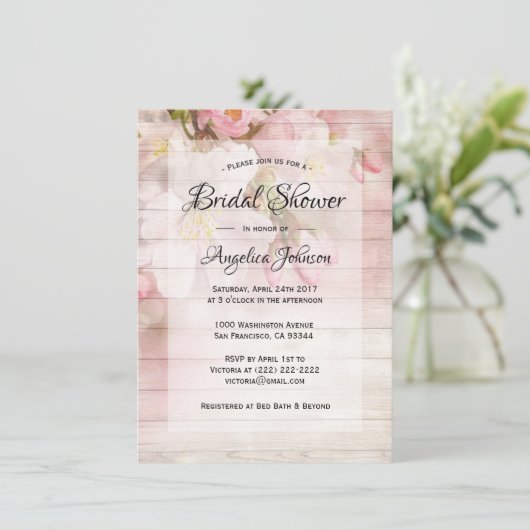 素朴さくらんぼブロッサムフローラブライダルシャワー 招待状 (スタンド正面)