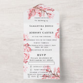 素朴さくらんぼ花日本のピンク花桜 オールインワン招待状 (内側)