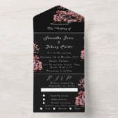 素朴さくらんぼ花日本のピンク花桜 オールインワン招待状 (内側)