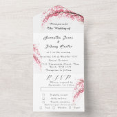 素朴さくらんぼ花日本のピンク花桜 オールインワン招待状 (内側)