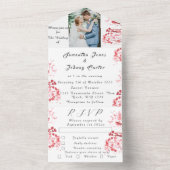 素朴さくらんぼ花日本のピンク花桜 オールインワン招待状 (内側)