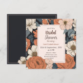 素朴さとエレガンスが花嫁のシャワーに - ウェディング フラワーの美しい誘い 招待状 (正面/裏面)