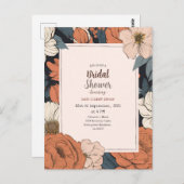 素朴さとエレガンスを兼ね備えた フローラル ブライダルシャワー 招待状 (正面/裏面)