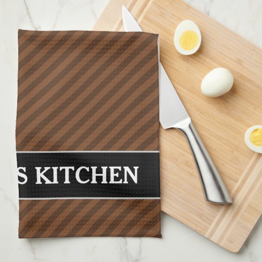 素朴そっくりの焦茶及び薄茶は縞で飾ります キッチンタオル (四つ折り)