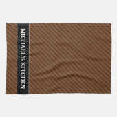 素朴そっくりの焦茶及び薄茶は縞で飾ります キッチンタオル (横)