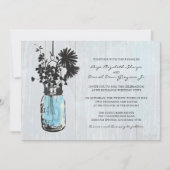 素朴つるのブルー・メイソン・ジャー結婚ズ 招待状 (正面)