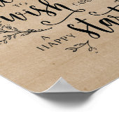 素朴つる植物の結婚ゲストブックハートの看板ポスター ポスター (角)