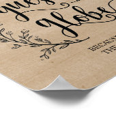 素朴つる植物の結婚サインOur Guest Globe Sign ポスター (角)