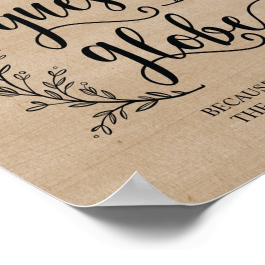 素朴つる植物の結婚サインOur Guest Globe Sign ポスター (角)