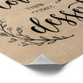 素朴つる植物の結婚デザートサインのポスター ポスター (角)