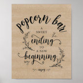 素朴つる植物の結婚ポップコーンバーの看板ポスター ポスター (正面)