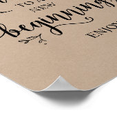 素朴つる植物クラフト。ブラックウェディングパーティーデザート ポスター (角)