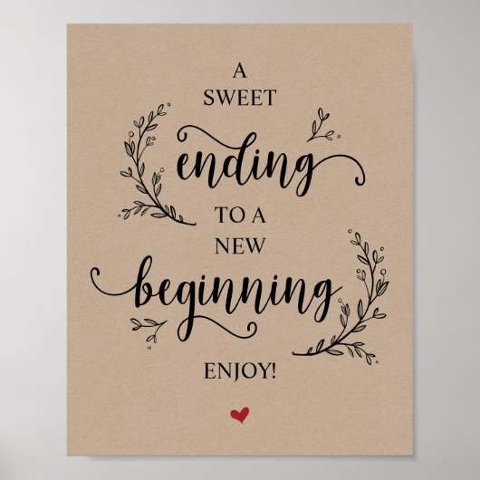 素朴つる植物クラフト。ブラックウェディングパーティーデザート ポスター (正面)