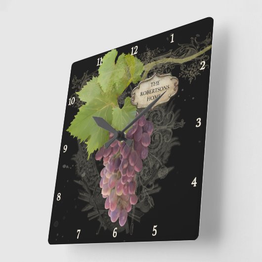 素朴つる植物ヴィンテージ名のブパーソナライズされたーツ スクエア壁時計 (傾斜)