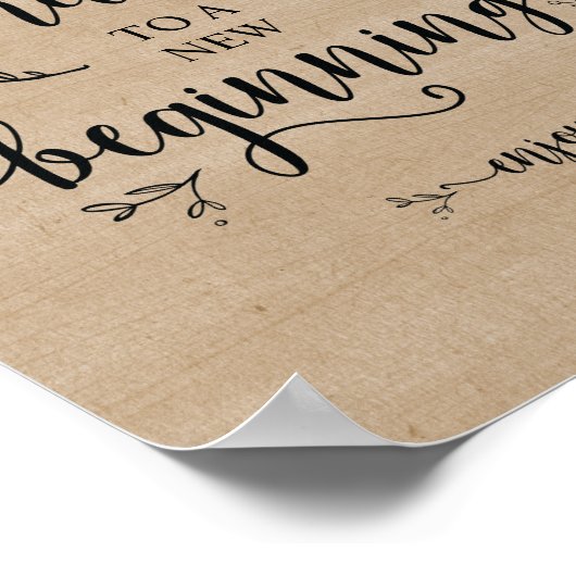 素朴つる植物結婚のデザート標識 ポスター (角)