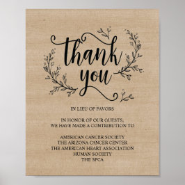 素朴つる植物結婚の寄付又は寄付表 ポスター