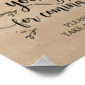 素朴つる植物結婚の感謝お願いサイン ポスター (角)