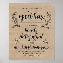 素朴つる植物結婚の開いたバー酔っぱらい徴候 ポスター