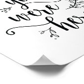 素朴つる植物結婚の願いここにサイン ポスター (角)