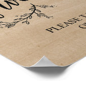 素朴つる植物結婚式の引き出物標識 ポスター (角)