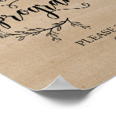 素朴つる植物結婚式 プログラム標識 ポスター (角)