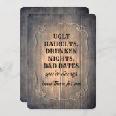 素朴でおもしろいな新婦付添人/メイド・オブ・オーナー(花嫁付き添い人)の提案 招待状 (正面/裏面)