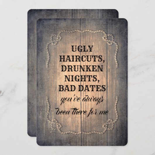 素朴でおもしろいな新婦付添人/メイド・オブ・オーナー(花嫁付き添い人)の提案 招待状 (正面/裏面)