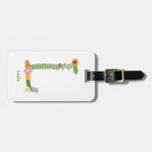 素朴でお洒落な花のモノグラム(l) ラゲッジタグ (正面横)