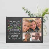 素朴でお洒落な黒板の休日の3写真カード シーズンカード (スタンド正面)