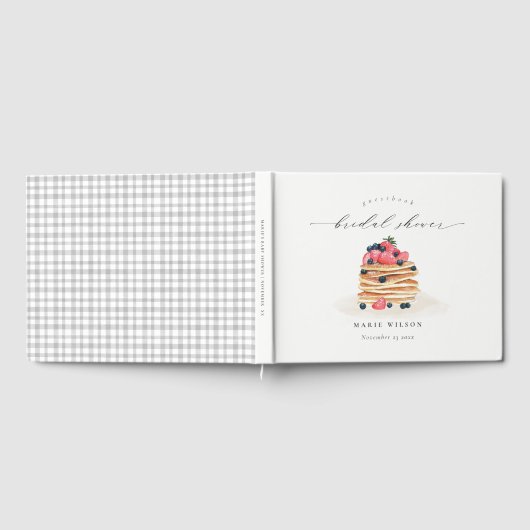 素朴でかわいいフルーツパンケーキの水彩画を使ったウェディングシャワーのデザイン ゲストブック (全面)