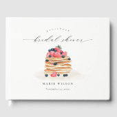 素朴でかわいいフルーツパンケーキの水彩画を使ったウェディングシャワーのデザイン ゲストブック (正面)