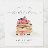 素朴でかわいいフルーツパンケーキの水彩画 ブライダルシャワー ワインラベル (シングルラベル)