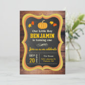 素朴でかわいいリトルパンプキン 1歳の誕生日パーティー 招待状 (スタンド正面)