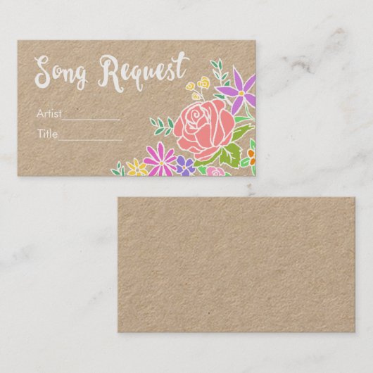 素朴でかわいらしい花の歌の要求結婚式の招待状 名刺 (正面/裏面)