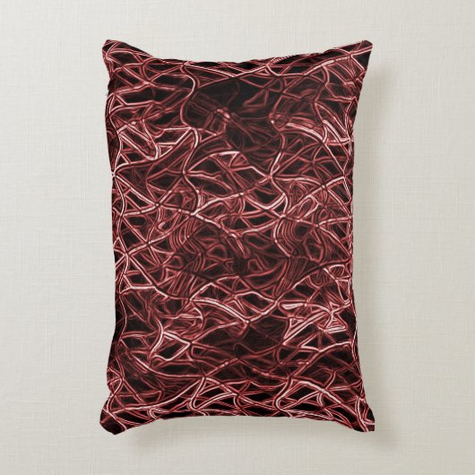 素朴でもつれたワイヤーの赤い絡み合ったネットワーク アクセントクッション (正面(垂直))