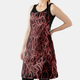 素朴でもつれたワイヤーの赤い絡み合ったネットワーク エプロン