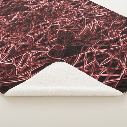 素朴でもつれたワイヤーの赤い絡み合ったネットワーク シェルパブランケット (3/4)