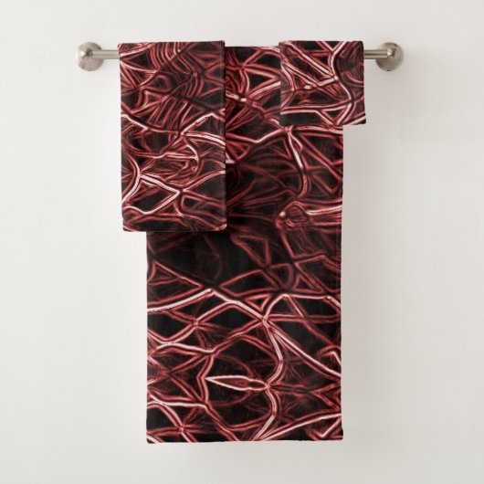 素朴でもつれたワイヤーの赤い絡み合ったネットワーク バスタオルセット (インサイチュ)