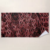 素朴でもつれたワイヤーの赤い絡み合ったネットワーク ビーチタオル (正面)